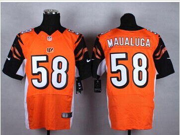 New Cincinnati Bengals #58 Rey Maualuga Orange Alternate NFL Elite Jersey