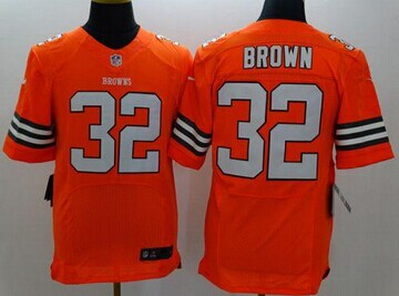 New Cleveland Browns #32 Jim Brown Orange Alternate NFL Elite Jersey New Cleveland Browns #32 Jim Brown Orange Alternate NFL Elite Jersey