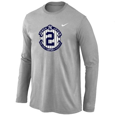 New Derek Jeter New York Yankees Official Final Season Commemorative Logo Long Sleeve T-Shirt Light Grey New Derek Jeter New York Yankees Official Final Season Commemorative Logo Long Sleeve T-Shirt Light Grey