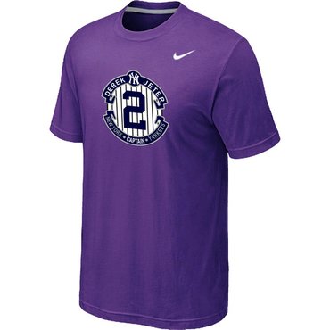 New Derek Jeter New York Yankees Official Final Season Commemorative Logo T-Shirt Purple New Derek Jeter New York Yankees Official Final Season Commemorative Logo T-Shirt Purple