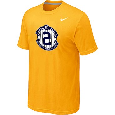 New Derek Jeter New York Yankees Official Final Season Commemorative Logo T-Shirt Yellow New Derek Jeter New York Yankees Official Final Season Commemorative Logo T-Shirt Yellow