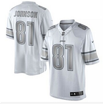 New Detroit Lions #81Calvin Johnson White Platinum Jersey New Detroit Lions #81Calvin Johnson White Platinum Jersey