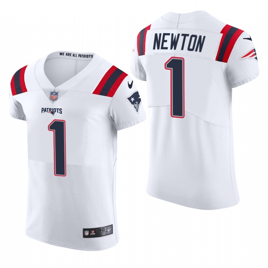 New England Patriots #1 Cam Newton Nike Men's White Team Color Men's Stitched NFL 2020 Vapor Untouchable Elite Jersey New England Patriots #1 Cam Newton Nike Men's White Team Color Men's Stitched NFL 2020 Vapor Untouchable Elite Jersey