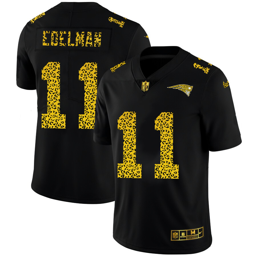 New England Patriots #11 Julian Edelman Men's Nike Leopard Print Fashion Vapor Limited NFL Jersey Black New England Patriots #11 Julian Edelman Men's Nike Leopard Print Fashion Vapor Limited NFL Jersey Black