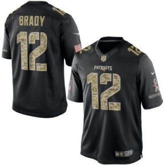 New England Patriots #12 Tom Brady Nike Black Salute To Service Jersey