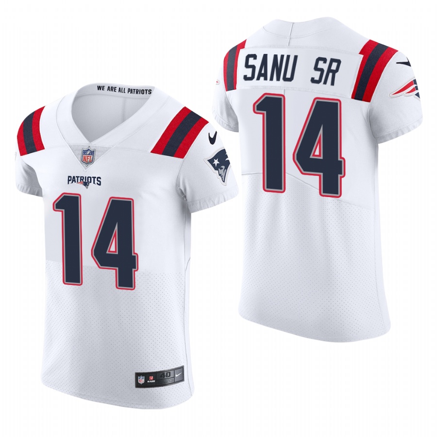 New England Patriots #14 Mohamed Sanu Sr. Nike Men's White Team Color Men's Stitched NFL 2020 Vapor Untouchable Elite Jersey New England Patriots #14 Mohamed Sanu Sr. Nike Men's White Team Color Men's Stitched NFL 2020 Vapor Untouchable Elite Jersey