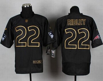New England Patriots #22 Stevan Ridley Black Gold No. Fashion NFL Elite Jersey