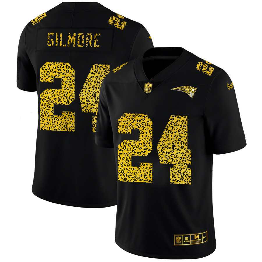 New England Patriots #24 Stephon Gilmore Men's Nike Leopard Print Fashion Vapor Limited NFL Jersey Black New England Patriots #24 Stephon Gilmore Men's Nike Leopard Print Fashion Vapor Limited NFL Jersey Black