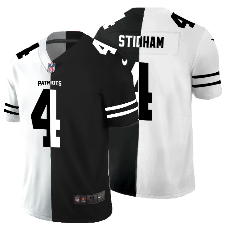 New England Patriots #4 Jarrett Stidham Men's Black V White Peace Split Nike Vapor Untouchable Limited NFL Jersey New England Patriots #4 Jarrett Stidham Men's Black V White Peace Split Nike Vapor Untouchable Limited NFL Jersey