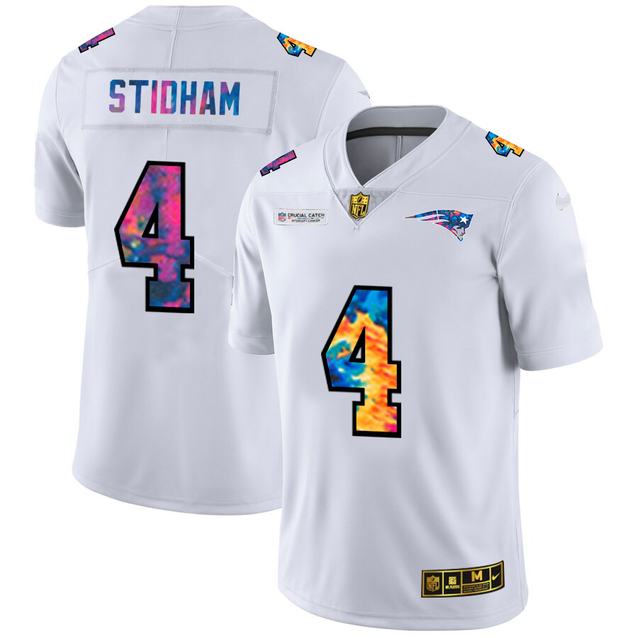 New England Patriots #4 Jarrett Stidham Men's White Nike Multi-Color 2020 NFL Crucial Catch Limited NFL Jersey New England Patriots #4 Jarrett Stidham Men's White Nike Multi-Color 2020 NFL Crucial Catch Limited NFL Jersey