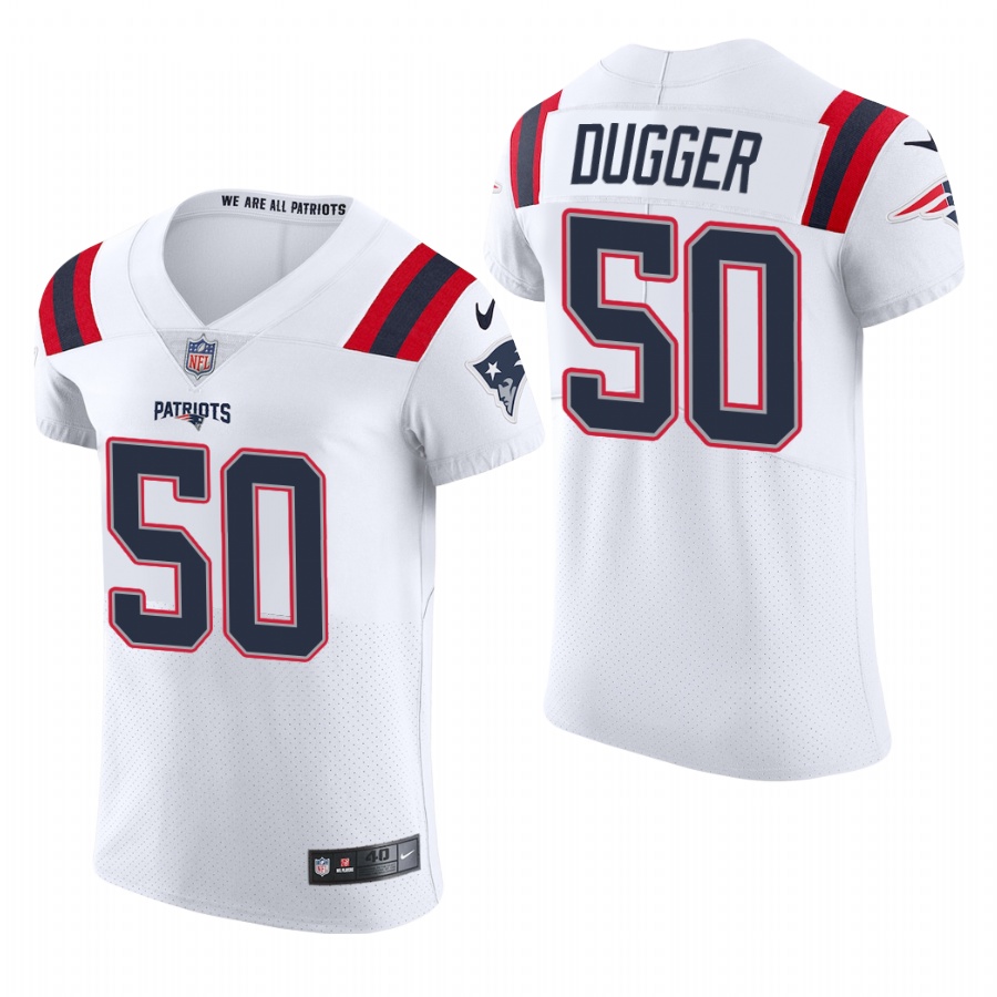 New England Patriots #50 Kyle Dugger Nike Men's White Team Color Men's Stitched NFL 2020 Vapor Untouchable Elite Jersey New England Patriots #50 Kyle Dugger Nike Men's White Team Color Men's Stitched NFL 2020 Vapor Untouchable Elite Jersey