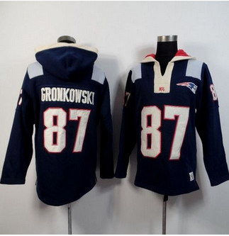 New England Patriots #87 Rob Gronkowski Navy Blue Player Winning Method Pullover NFL Hoodie