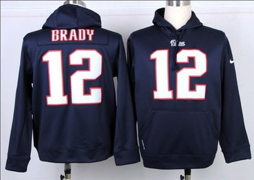 New England Patriots 12 Tom Brady Pullover Hoodie Blue
