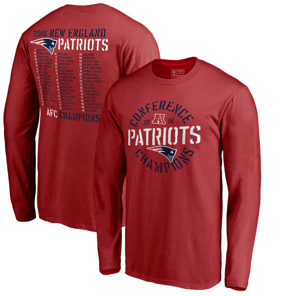New England Patriots 2016 Conference Champions Red Men's Long Sleeve T-Shirt New England Patriots 2016 Conference Champions Red Men's Long Sleeve T-Shirt