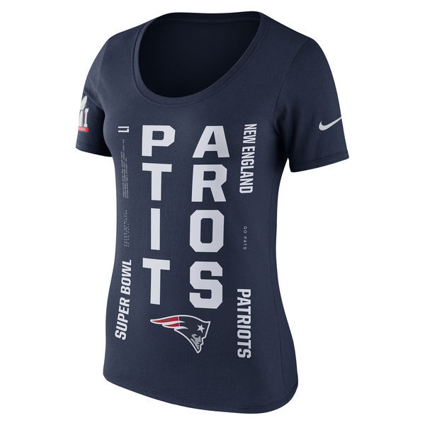New England Patriots 2017 Super Bowl Li Navy Women's Short Sleeve T-Shirt New England Patriots 2017 Super Bowl Li Navy Women's Short Sleeve T-Shirt