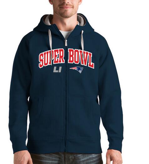New England Patriots Antigua Super Bowl LI Bound Victory Full Zip Hoodie Navy New England Patriots Antigua Super Bowl LI Bound Victory Full Zip Hoodie Navy