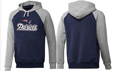 New England Patriots Authentic Logo Pullover Hoodie Dark Blue & Grey