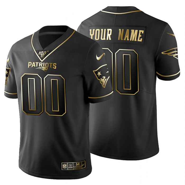 New England Patriots Custom Men's Nike Black Golden Limited NFL 100 Jersey New England Patriots Custom Men's Nike Black Golden Limited NFL 100 Jersey