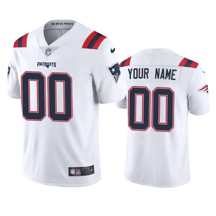 New England Patriots Custom Men's Nike White 2020 Vapor Limited Jersey New England Patriots Custom Men's Nike White 2020 Vapor Limited Jersey