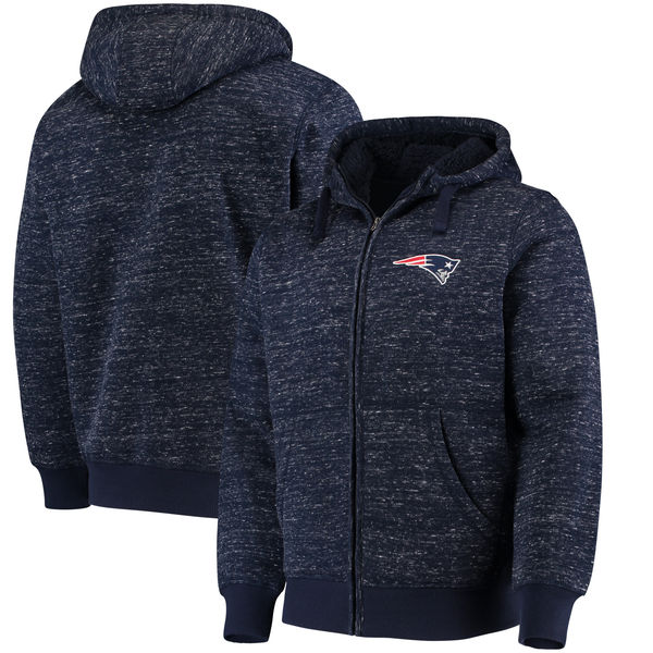 New England Patriots G III Sports By Carl Banks Discovery Sherpa Full Zip Jacket Heathered Navy