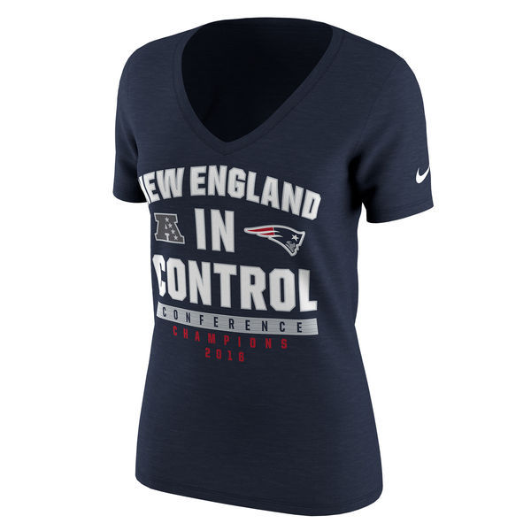New England Patriots In Control Conference Champions 2016 Navy Women Short Sleeve T-Shirt New England Patriots In Control Conference Champions 2016 Navy Women Short Sleeve T-Shirt