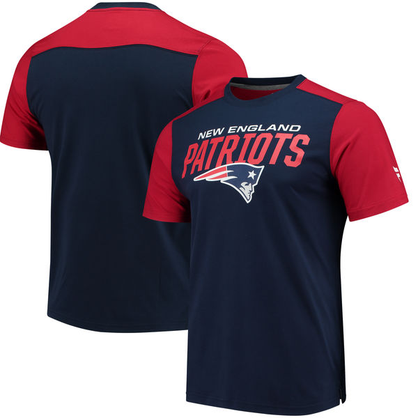 New England Patriots NFL Pro Line By Fanatics Branded Iconic Color Blocked T-Shirt Navy Red