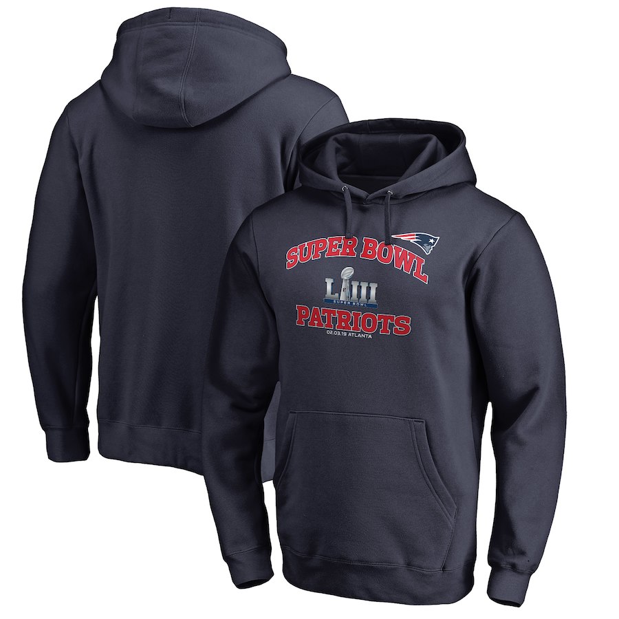 New England Patriots NFL Pro Line By Fanatics Branded Super Bowl LIII Bound Heart & Soul Pullover Hoodie Navy