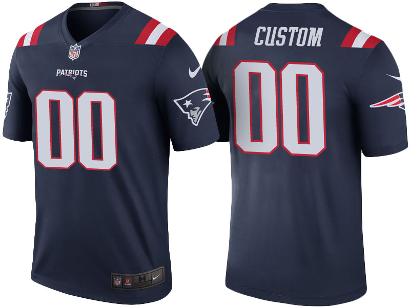 Men's New England Patriots Navy Custom Color Rush Limited Jersey
