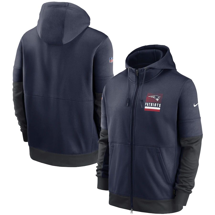New England Patriots Nike Sideline Impact Lockup Performance Full-Zip Hoodie Navy