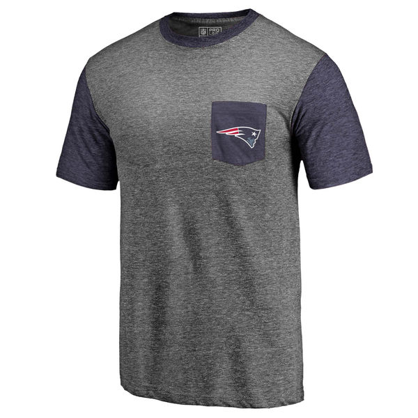 New England Patriots Pro Line By Fanatics Branded Heathered Gray Navy Refresh Pocket T-Shirt New England Patriots Pro Line By Fanatics Branded Heathered Gray Navy Refresh Pocket T-Shirt