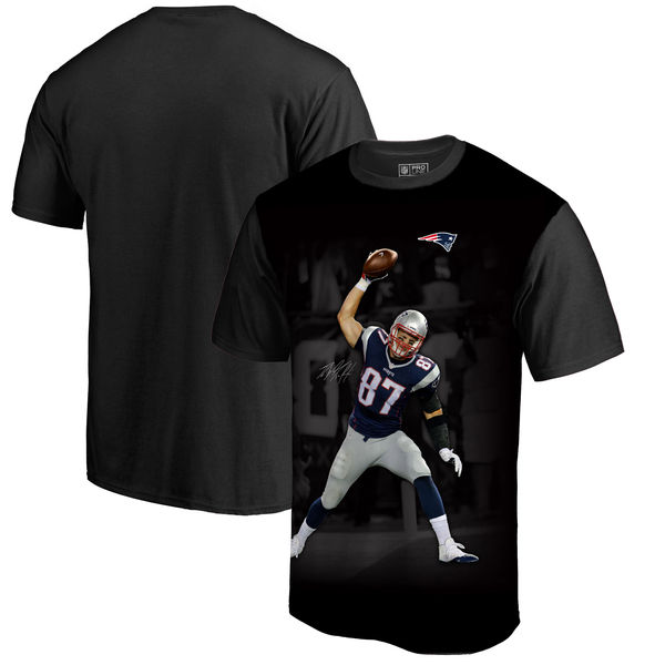 New England Patriots Rob Gronkowski NFL Pro Line By Fanatics Branded NFL Player Sublimated Graphic T Shirt Black New England Patriots Rob Gronkowski NFL Pro Line By Fanatics Branded NFL Player Sublimated Graphic T Shirt Black