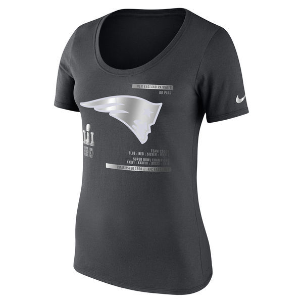 New England Patriots Silver Logo Super Bowl Li D.Grey Women's Short Sleeve T-Shirt New England Patriots Silver Logo Super Bowl Li D.Grey Women's Short Sleeve T-Shirt