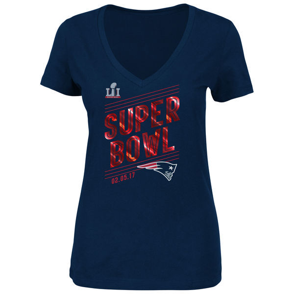 New England Patriots Super Bowl Li Navy Women's Short Sleeve T-Shirt New England Patriots Super Bowl Li Navy Women's Short Sleeve T-Shirt