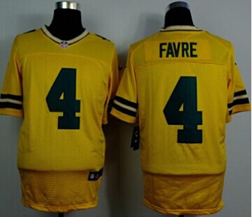 New Green Bay Packers #4 Brett Favre Yellow Alternate NFL Elite Jersey