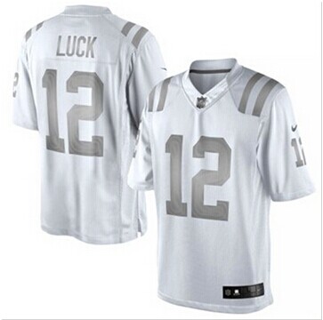 New Indianapolis Colts #12 Andrew Luck White Platinum Jersey New Indianapolis Colts #12 Andrew Luck White Platinum Jersey