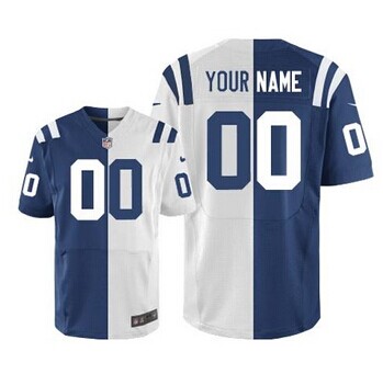 New Indianapolis Colts Customized Royal Blue White Men''s Stitched Elite Split Jersey New Indianapolis Colts Customized Royal Blue White Men''s Stitched Elite Split Jersey