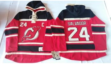 New Jersey Devils #24 Bryce Salvador Red Sawyer Hooded Sweatshirt Stitched NHL jersey