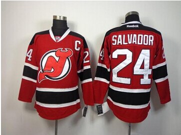 New Jersey Devils #24 Bryce Salvador Red Stitched NHL Jersey