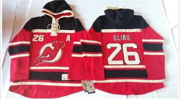 New Jersey Devils #26 Patrik Elias Red Sawyer Hooded Sweatshirt Stitched NHL Jersey
