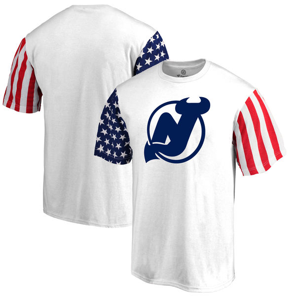 New Jersey Devils Fanatics Branded Stars & Stripes T-Shirt White New Jersey Devils Fanatics Branded Stars & Stripes T-Shirt White