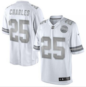 New Kansas City Chiefs #25 Jamaal Charles White Platinum Jersey New Kansas City Chiefs #25 Jamaal Charles White Platinum Jersey