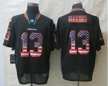 New Miami Dolphins #13 Dan Marino USA Flag Fashion Black Elite Jerseys New Miami Dolphins #13 Dan Marino USA Flag Fashion Black Elite Jerseys