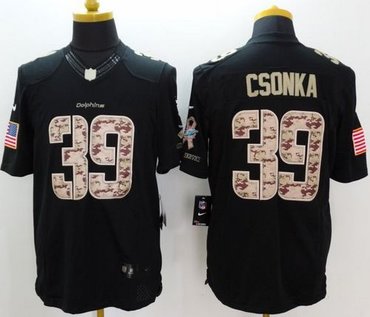 New Miami Dolphins #39 Larry Csonka Black Men's Stitched NFL Limited Salute to Service Jersey