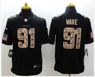 New Miami Dolphins #91 Cameron Wake Black NFL Limited Salute to Service jersey New Miami Dolphins #91 Cameron Wake Black NFL Limited Salute to Service jersey