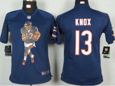 2012 New NFL Youth Chicago Bears 13 Knox Blue Portrait Fashion Game Jerseys