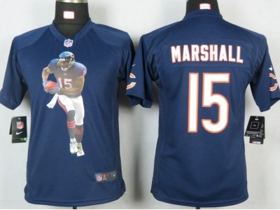 2012 New NFL Youth Chicago Bears 15 Marshall Blue Portrait Fashion Game Jerseys