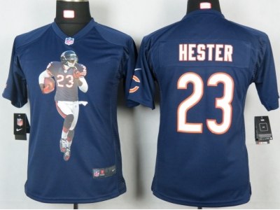 2012 New NFL Youth Chicago Bears 23 Hester Blue Portrait Fashion Game Jerseys