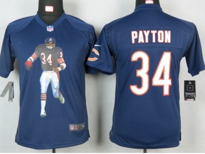 2012 New NFL Youth Chicago Bears 34 Payton Blue Portrait Fashion Game Jerseys
