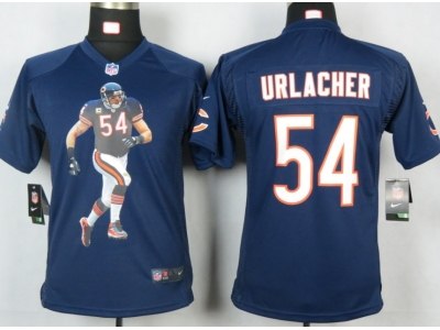 2012 New NFL Youth Chicago Bears 54 Urlacher Blue Portrait Fashion Game Jerseys