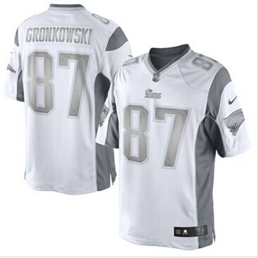 New New England Patriots #87 Rob Gronkowski White Platinum Jersey